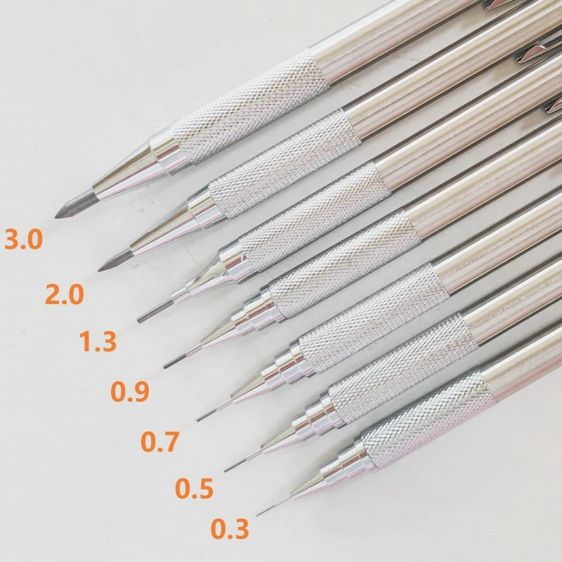 Mechanical Pencil 0.3/0.5/0.7/0.9/1.3/2.0/3.0mm Low Center of Gravity Metal Drawing Special Pencil Office School Art Supplies