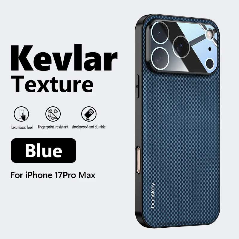 Luxury Matte Carbon Fibre Texture Shockproof Phone Case with Glass Lens Protection