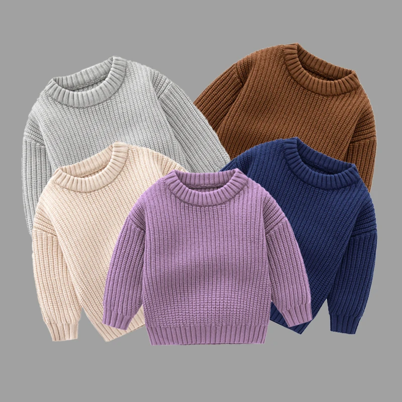 2023 New Children Baby Loose Sweater Knitted Autum Winter Baby  Girl Clothes Round Neck Kid Toddler Girl Boy Pullover  Outerwear