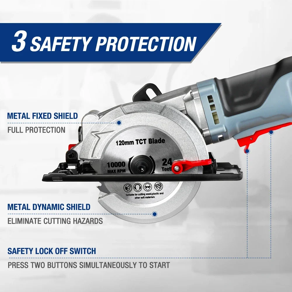 WORKPRO 750W Electric Mini Circular Saw Power Tools Multifunctional Electric Saw With TCT Blade and Diamond Blade Sawing Machine