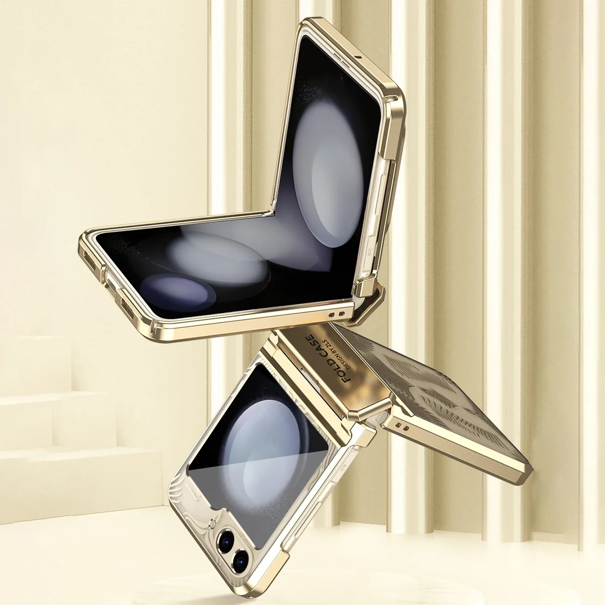 Electroplating Transparent Folding Hinge Protective Shockproof Case