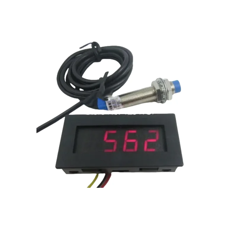 New 4 Digital Red LED Tachometer RPM Speed Meter+Proximity Switch Sensor NPN 3 Wires