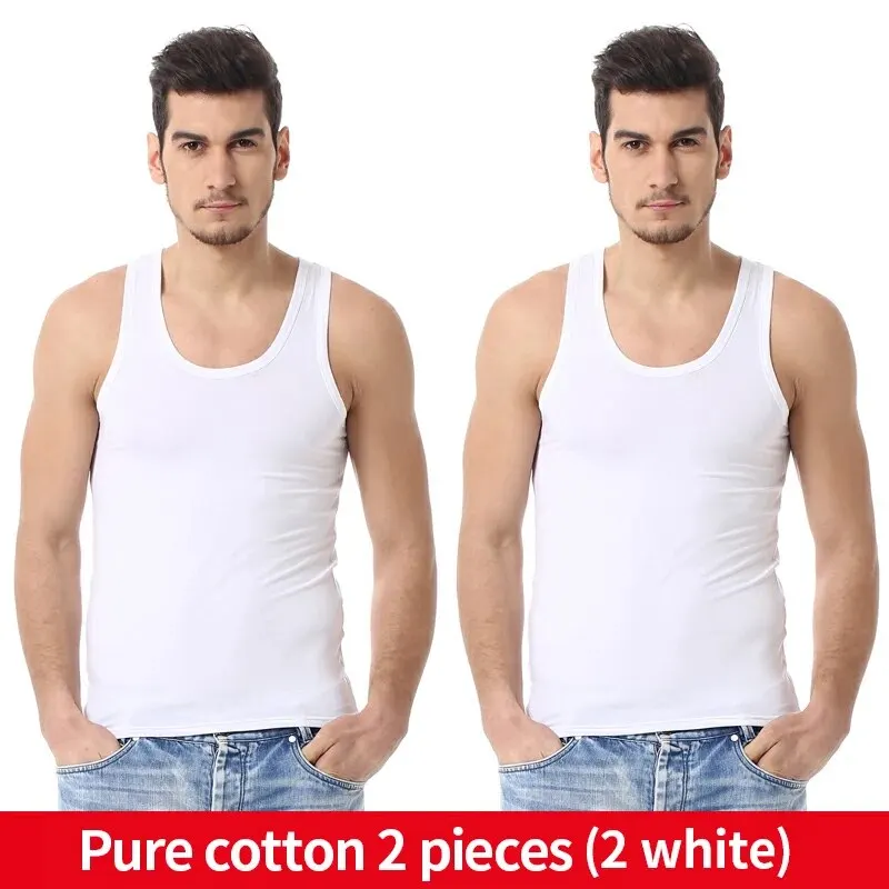 2-piece MEN'S Four Seasons Slim Vest Leisure Fitness Young Middle-aged Men Comfortable Bottoming