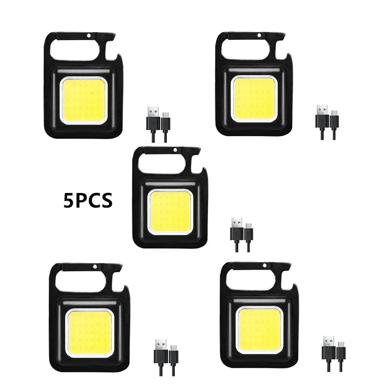 Mini led lampe de poche lampe de travail portable lampe de poche trousseaux  usb rechargeable pour le camping en plein air petite lumière tire-bouchon