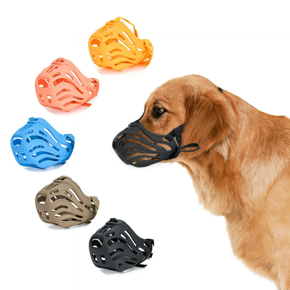 Dog Muzzle Adjustable Soft Silicone Breathable Mesh Strong Basket Small&Large Dog Mouth Muzzles Pet Training Accessories
