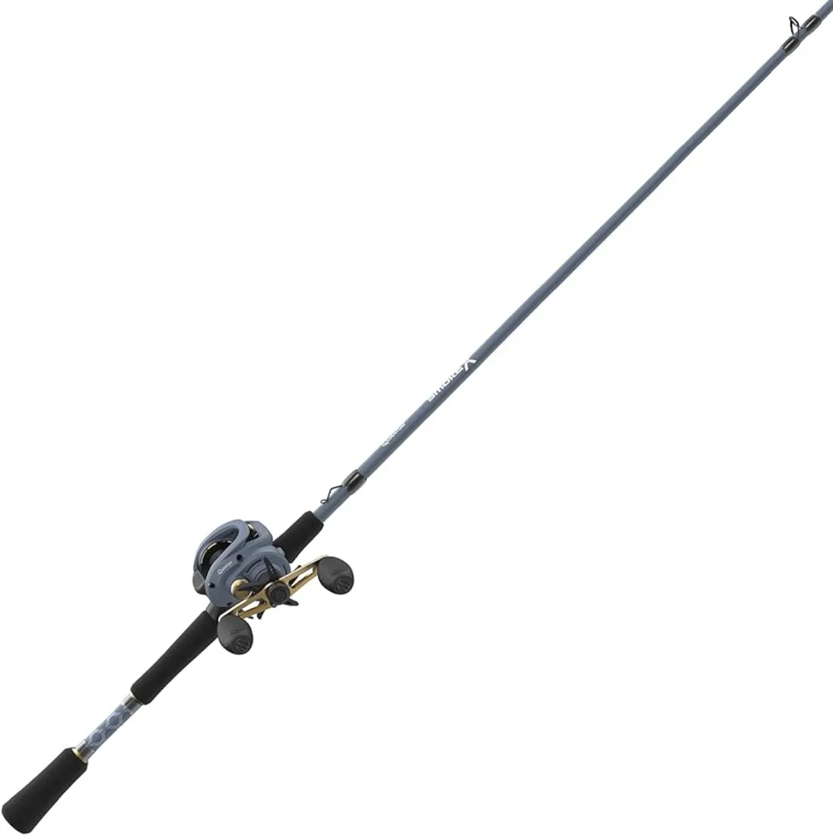 Quantum Smoke X Baitcast Reel and Fishing Rod Combo,1-Piece Fishing Pole  with Split-Grip EVA Rod Handle,Right-Hand Retrieve,Blue - AliExpress
