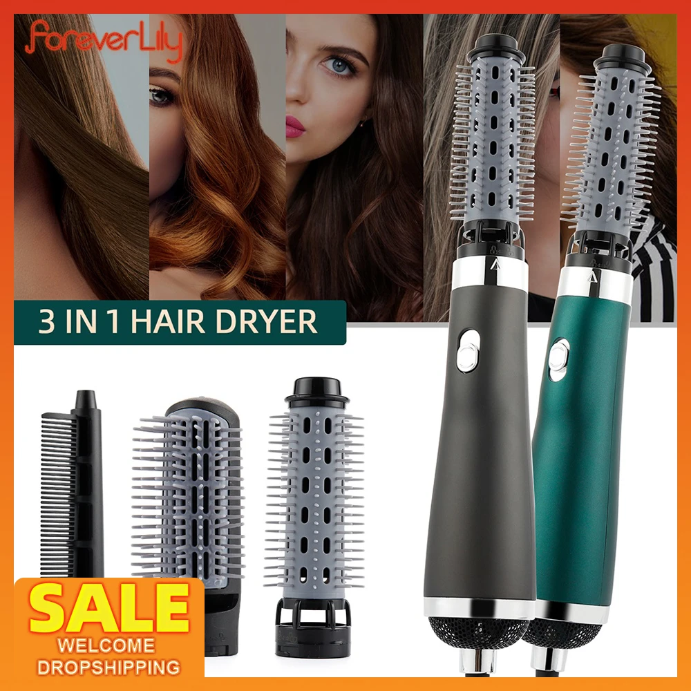 3 In 1 Hair Dryer Brush Hair Curler Straightener Comb Rotating Hair Curling  Styling Tools Professional Hair Salon Blow Dryer - Hot-air Brushes -  AliExpress