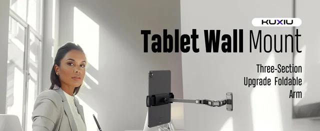 Supporto Parete Per Tablet Regolabile 360&deg; - Alluminio, Compatibile Con IPad, Galaxy Tab, Surface