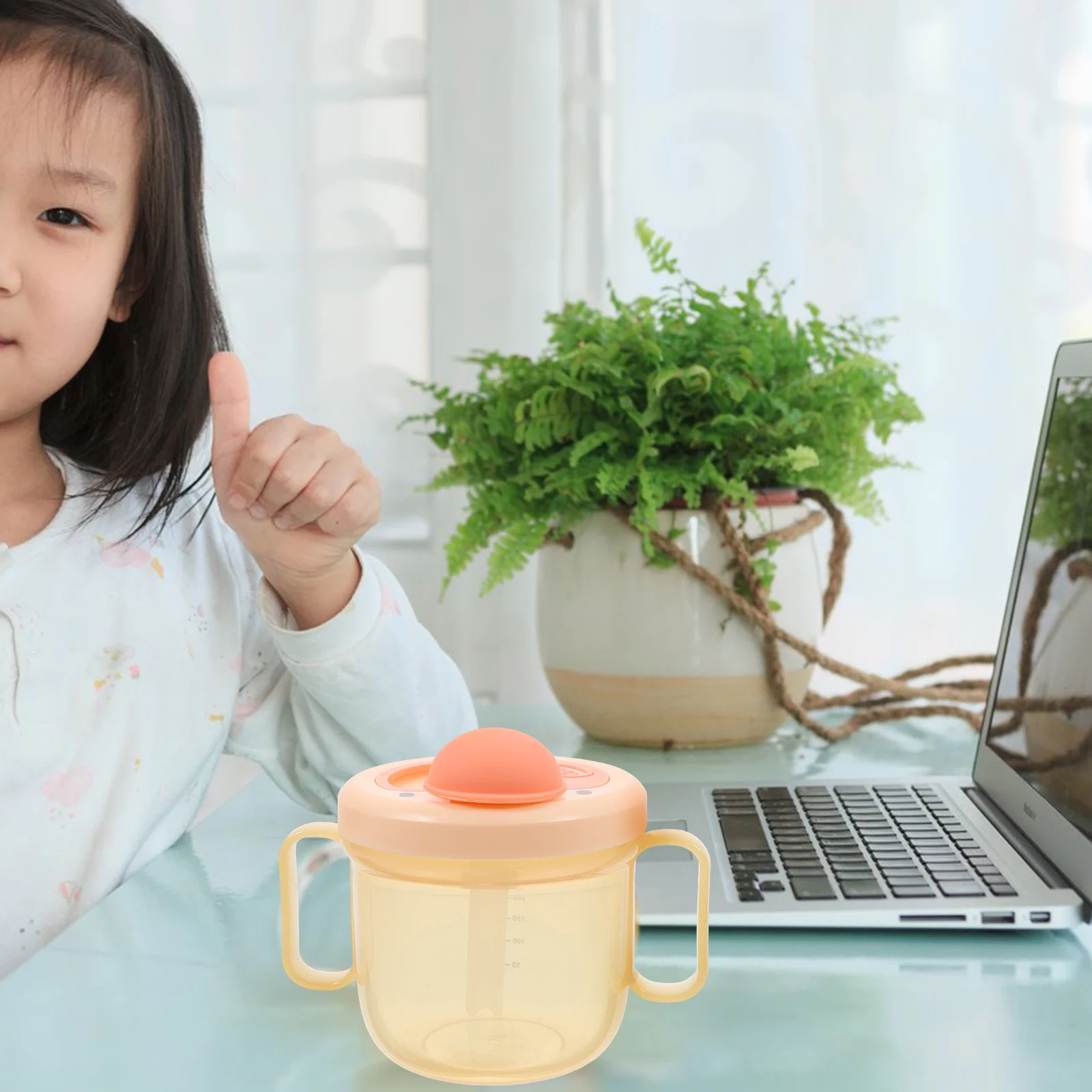 흘림 방지 실리콘 빨대컵 손잡이 포함,  및 노인 케어용 계량 온스 표시, 버블티, 아이스커피, 휴대용