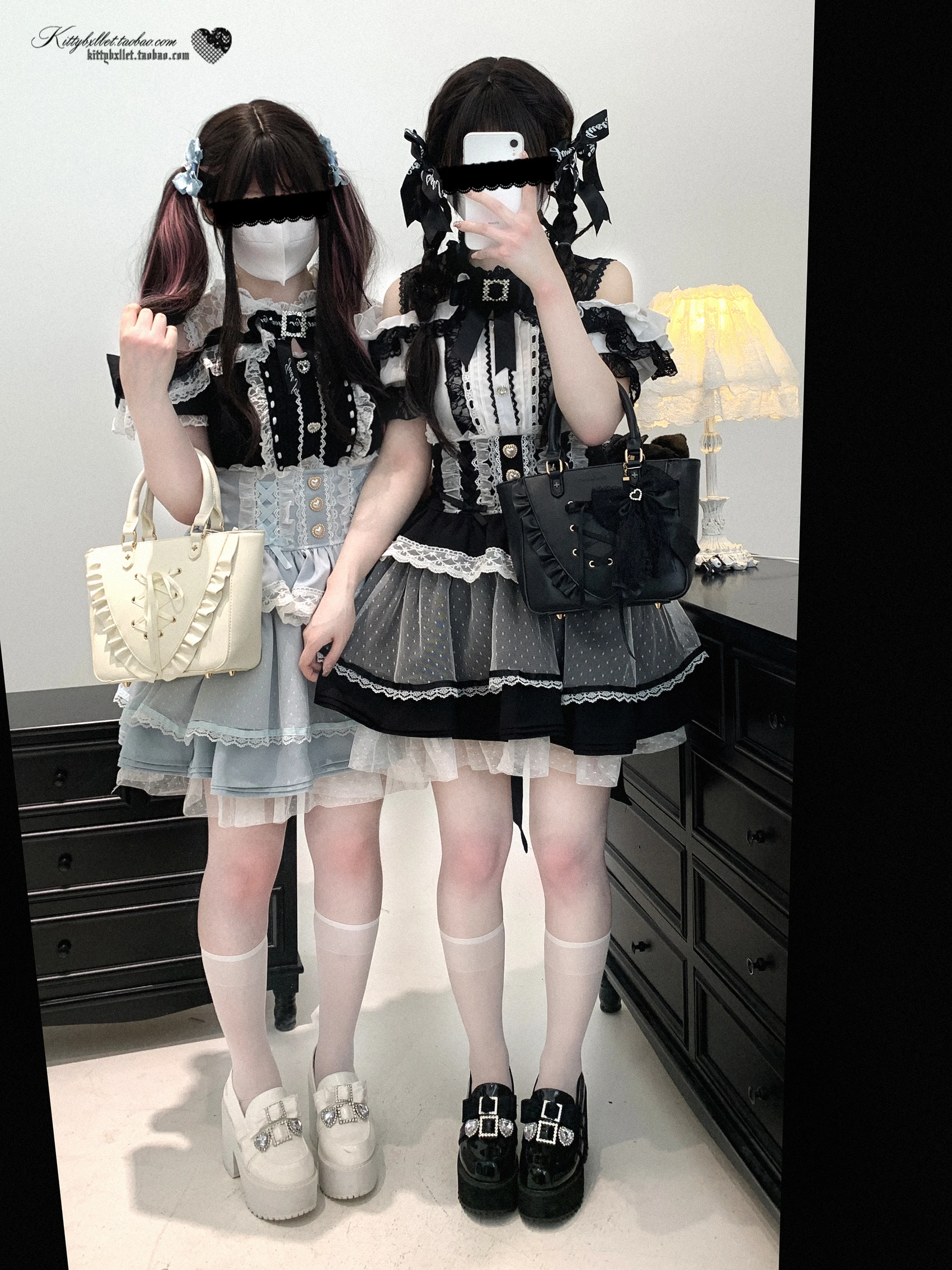 Original Japanese Mines Style Lace Patchwork Puffy High Waist Heart Buckle Bow Sweet Versatile A-line Short Skirts Women Summer