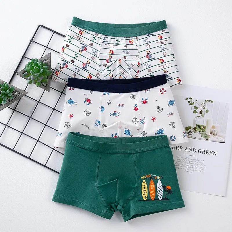 

Children's Underwear Kids Cotton Briefs Cartoon Print Underpants 6 8 10 12 14 Years Toddler Panties Boys Boxer Shorts 3pcslot