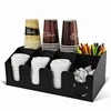 Black Acrylic Cup Holder Multi-compartment Cup Storage Rack Straw Storage Box Coffee Milk Tea Shop Cup Container Display Stand 1