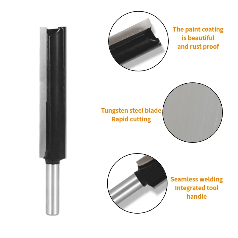 Milling Cutter Woodworking Tools 6.35MM 8MM 12MM Shank Long Blades Straight Router Bits Milling Cutters for Woodworking Cleaning Flush Trim