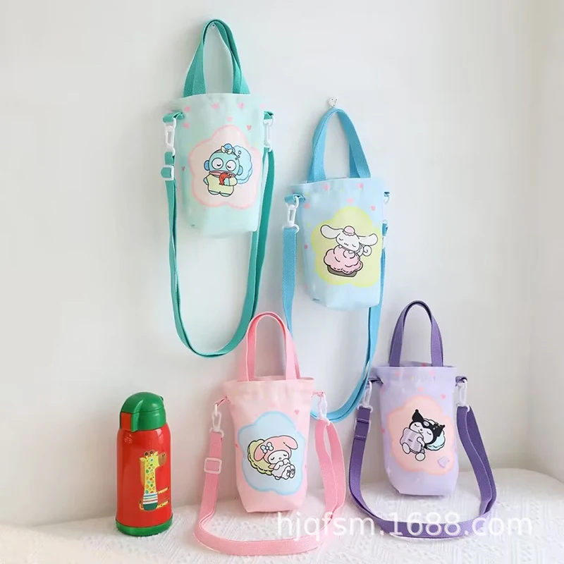 

Детская уличная чашка для воды Sanrio, сумка для чашки для воды, сумка для хранения бутылки для воды, портативная холщовая мультяшная My Melody Kuromi, ремешок, подарок