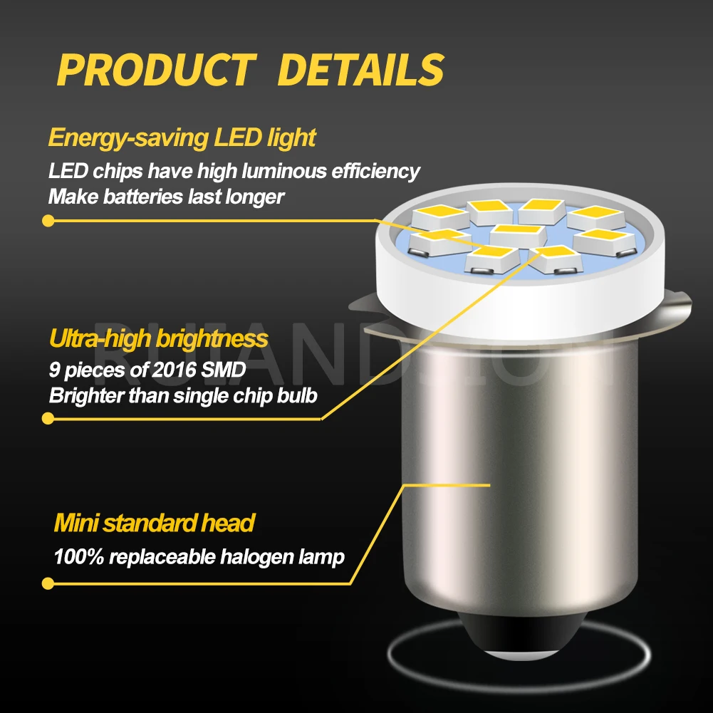 P13.5S PR2 PR3 LED Miniature Lamp 0.36W 3V 4.5V 6V 6.3V 12V 18V 9SMD For Flashlight Replacement Bulb Torches Work Light White led lights,led bulbs