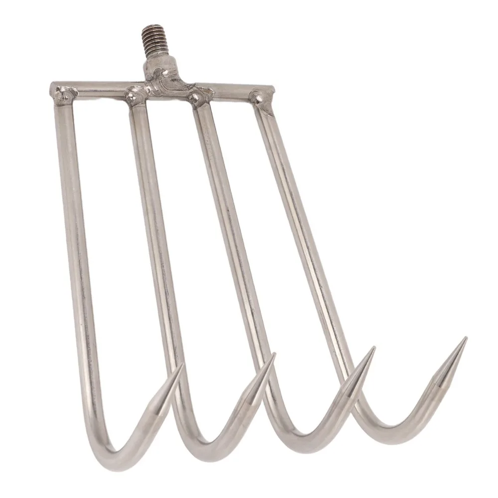 Edelstahl-Fischereirechen mit 8mm Gewindeanschluss, Hochleistungs-Wasserpflanzenrechen, Silber, 4 Zähne, für Aquatische Pflanzen und Fischerei – Detail 10