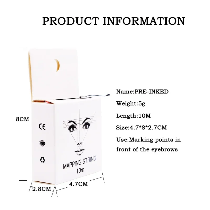 Microblading Mapping String Pre-Inked Eyebrow Marker thread Tattoo Brows Point 10m Pre Inked tattoo PMU string for mapping 6