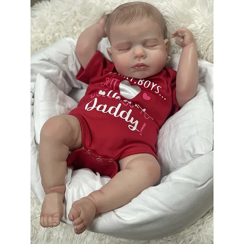 

19inch Sleeping Loulou Bebe Doll Newborn Size Baby Doll Reborn Baby Dolls Hand-painted 3D skin multiple Layers Visible Veins