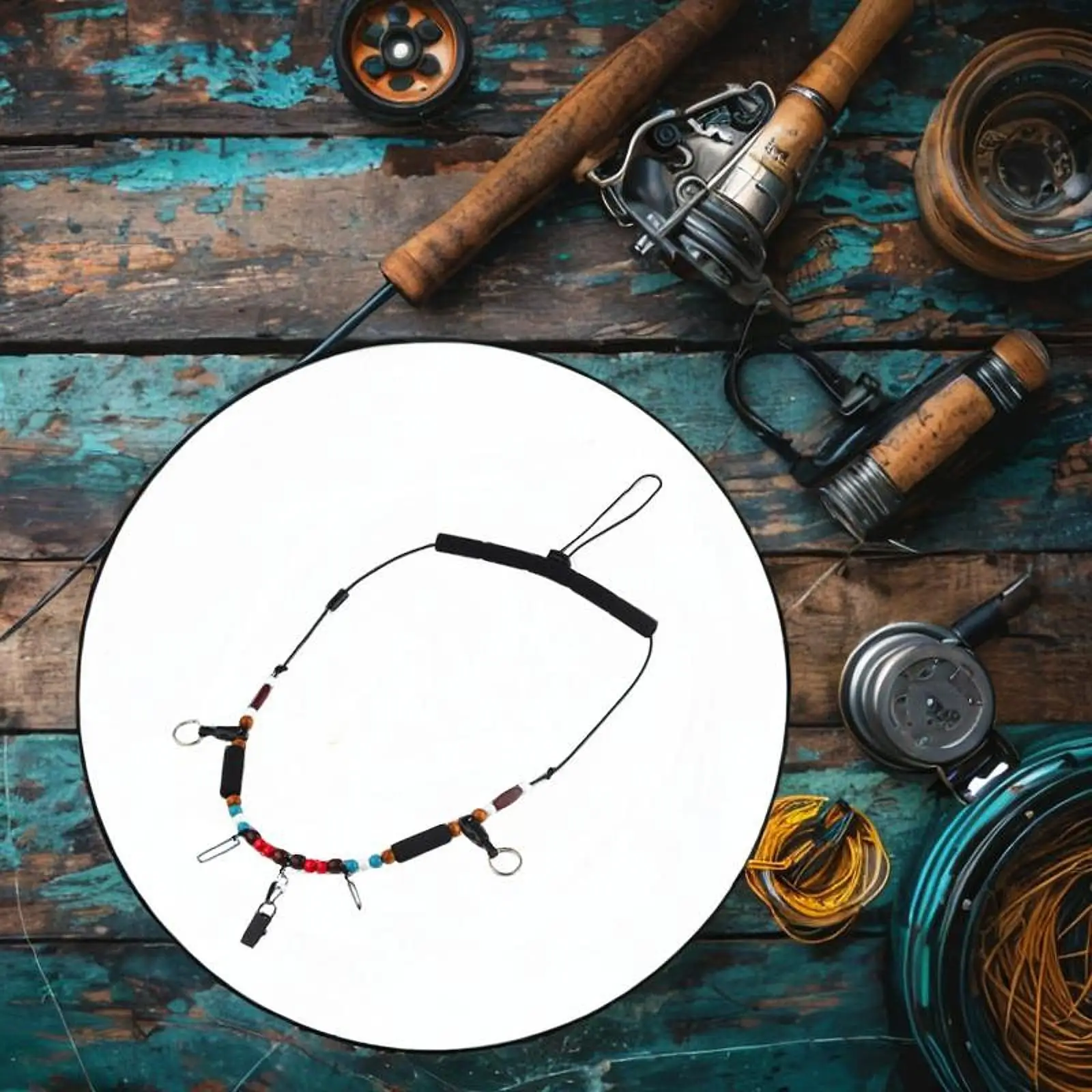 Fly Fishing Necklace Tackle Lanyard Wood Foam Material Fishing Organizer Neck Strap for Carp Fishing Adventure