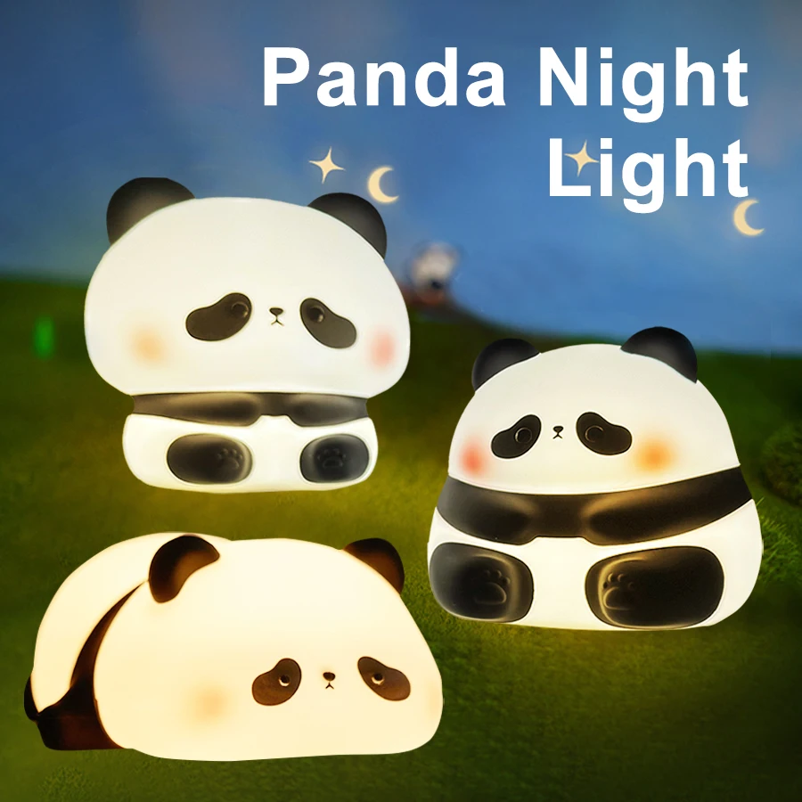 Panda Huahua TouTou USB Rechargeable Silicone Pat Lamp Creative For Children Birthday Gift Bedroom Bedside Sleep Night Light