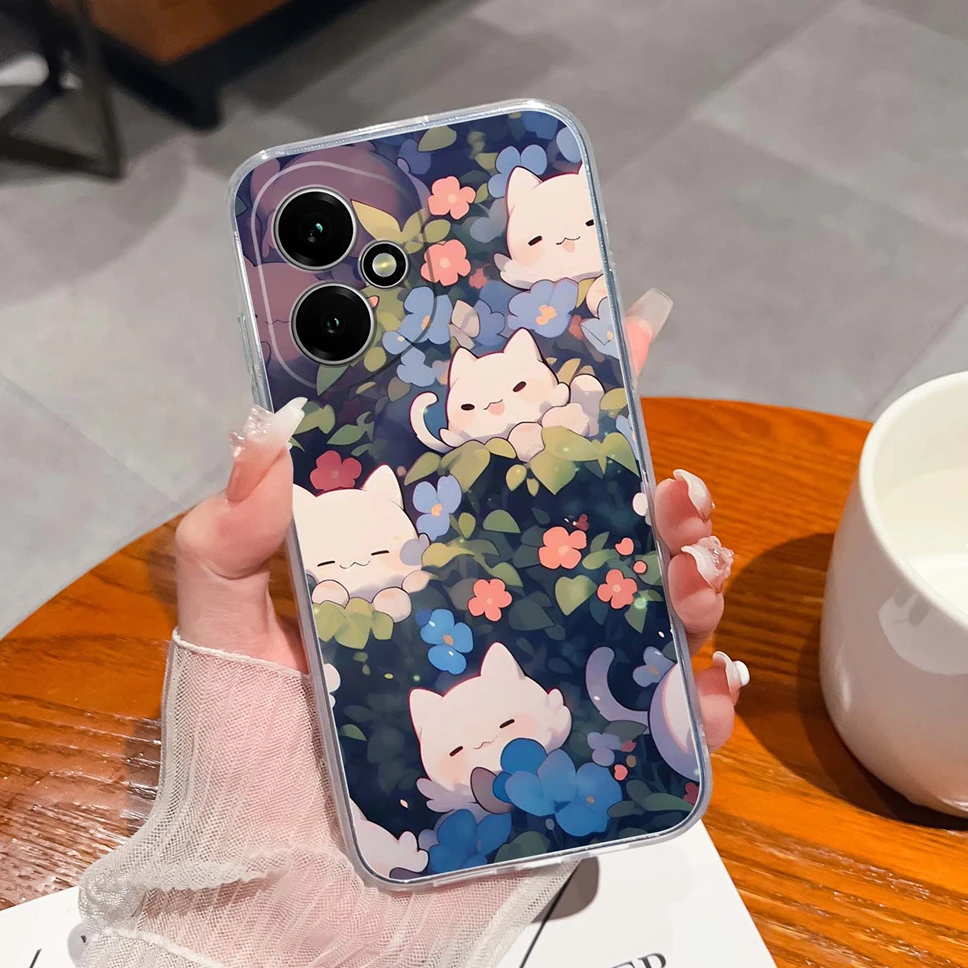 Elegant Floral Transparent Shockproof Phone Case - Soft TPU Silicone Back Cover
