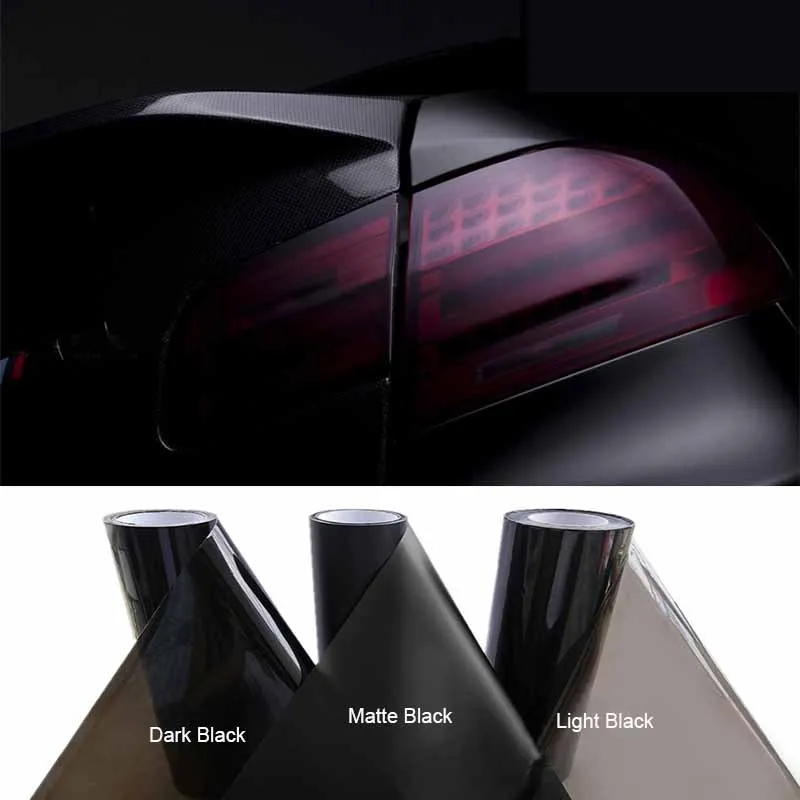 

PVC Car Lamp Film 12"X40" 30CMX100CM Matte Black Auto Car Headlight Fog Light Tint Film Sticker Decoration For Car Body Film