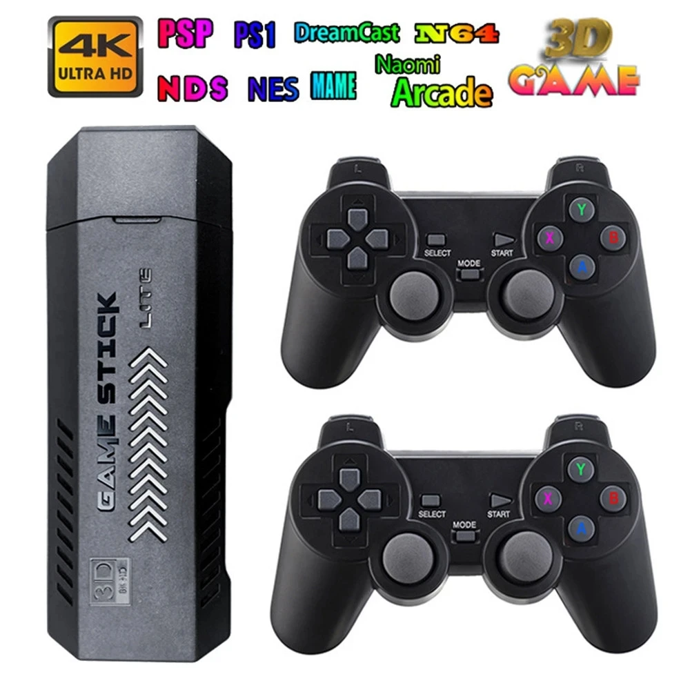 X2 Plus Retro Video Game Console 4K HD Output Game Stick Emuelec 2.4G Wireless Controllers 3D PSP PS1 40Simulators Games