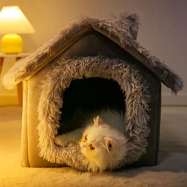Foldable Indoor Pets House Winter Plush Washable Cat House Cats Bed Warm Washable Dogs House Dog Bed Tent Strap Detachable Mat Foldable Indoor Pets House Winter Plush Washable Cat House Cats Bed Warm Washable Dogs House Dog Bed Tent Strap Detachable Mat