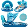 Inflatable Floating Bed with Sunshade Inflatable Water Sleeping Bed Floating Lounger Air Mattress for Swimming Pool Party 2