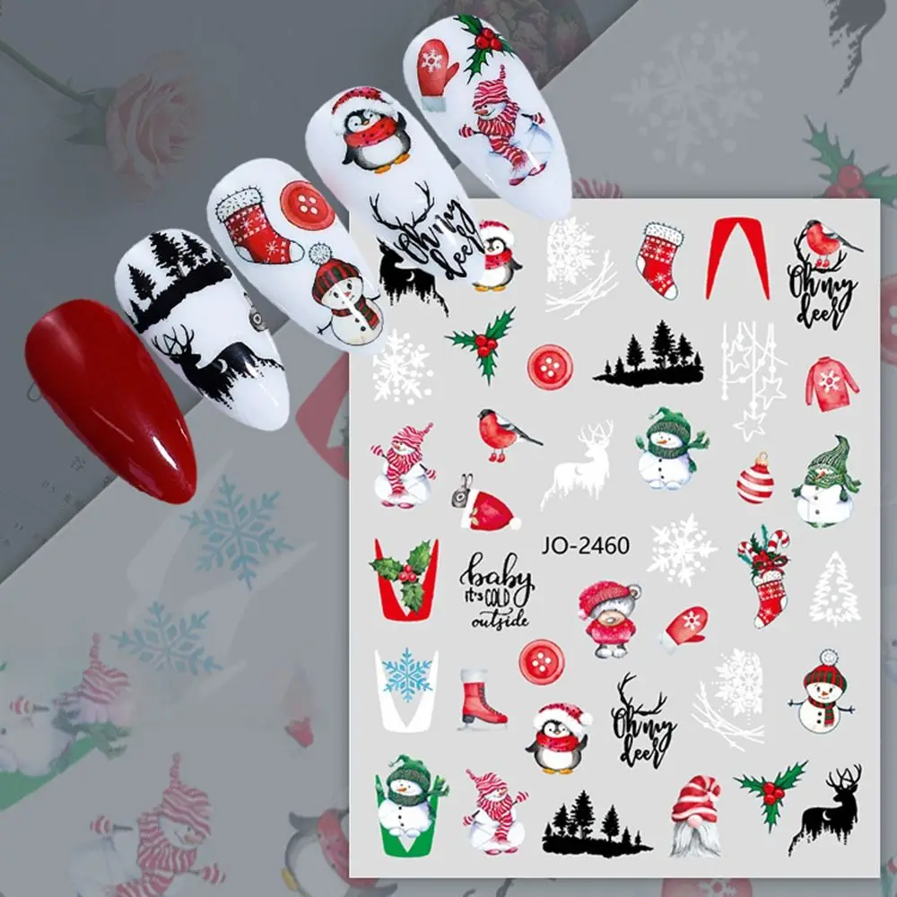 Professional Cartoon Christmas Nail Art Sticker Cute Simple Manicure Decals Santa Claus Snowman Nails Polish Sticker Women