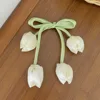Beautiful Chiffon Tulip Hair Clips for Girls Light Pink Elegant Floral Hair Clips New Product Headwear