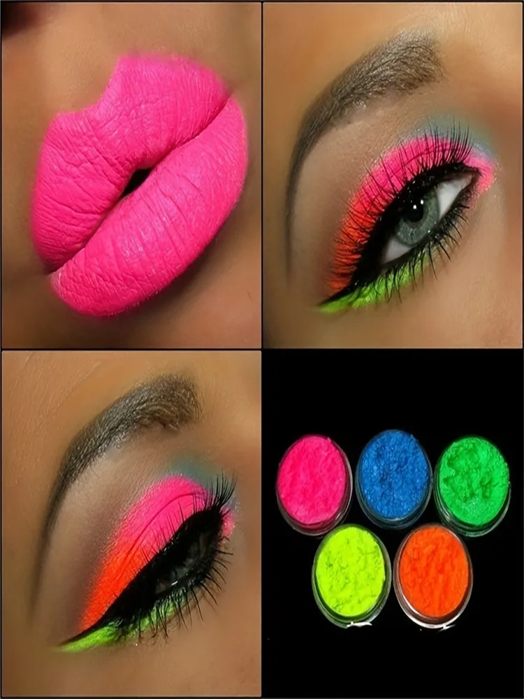 6colors/set Nail Art Cosmetic Long Lasting Waterproof Matte Eyeshadow Eyeshadow Pigment  Nail Powder  Neon Powder 6