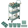 Storage Cart on Wheels, Bathroom Organizer Slim Laundry Cart Narrow Shelf Cart with Wheels Dividers Hanging Cups Hooks 1
