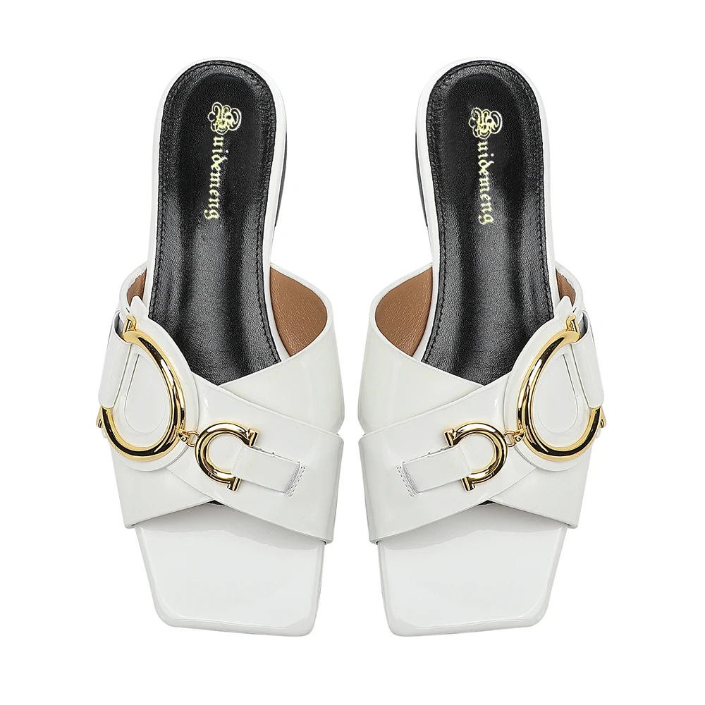 2023 Fashion Women's Slippers Slides Luxury Designer Summer Wedding Party Flat Heels Brand Sandals Ladies Female Casuals Shoes