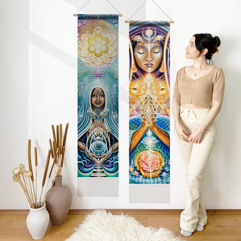 

Visionary art Tapestry Sacred feminine Goddess tapestries wall decorating cloth for Spiritual Meditation Room 12.8x 51.2 Inches