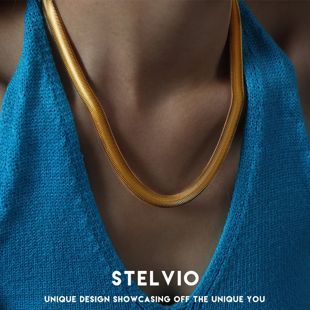 Минималистичная модная трендовая Геометрическая Толстая широкая плоская змеиная цепочка персонализированное ожерелье в стиле хип-хоп из титановой стали с золотым покрытием