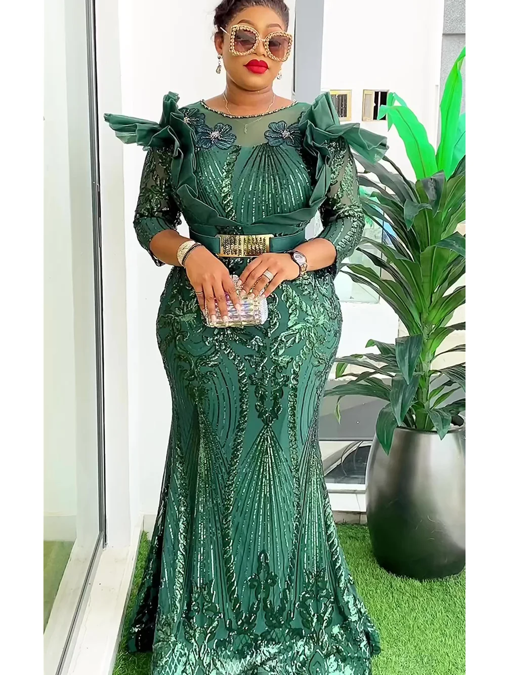 Plus Size Evening Dresses for Women African Luxury Sequin Gown Elegant  Turkey Wedding Party Long Dress Ankara Ladies Clothing - AliExpress