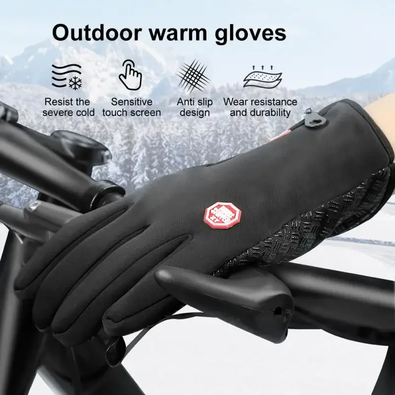 Autumn Winter Warm Cycling Gloves Thermal Outdoor Sport Running Bicycle Ski Gloves for Camping Hiking Motorcycle Gloves Men 2