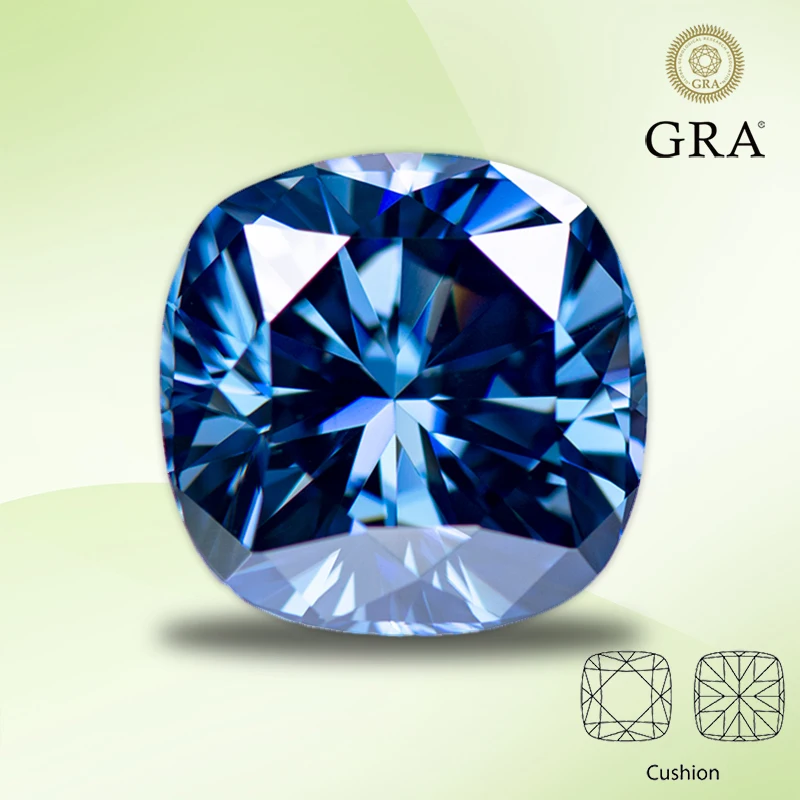 Moissanite Diamond Colore Primario Royal Blue Cushion Cut Lab Ha Creato Pietre Preziose Per La Creazione Di Gioielli Da Donna Fai Da Te Con Certificat
