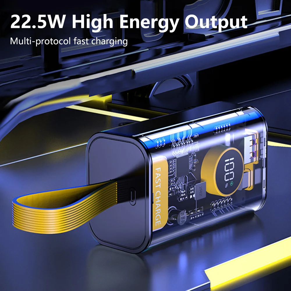 DIY Mobile Power PD22.5W Fast Charging Portable Power Bank 18650/21700 Battery Case With Battery Level Display Phone Accessorie power bank power bank case wireless power bank