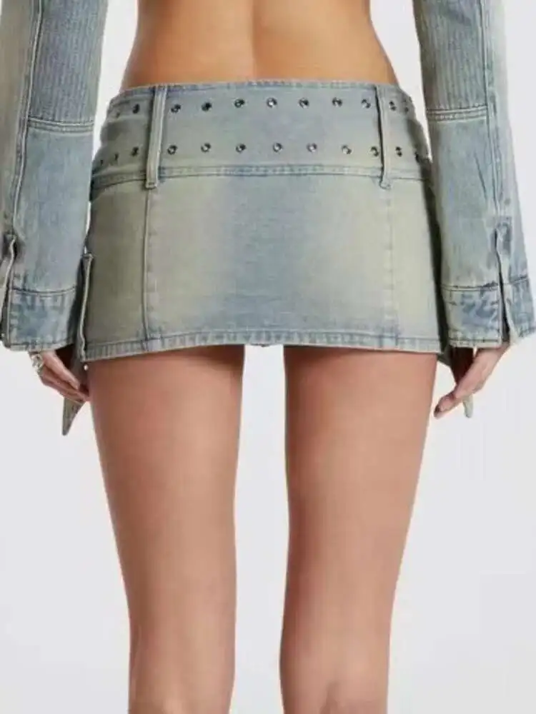 LGRQ Y2K Fashion Cross Belt Design Women Short Skirt High