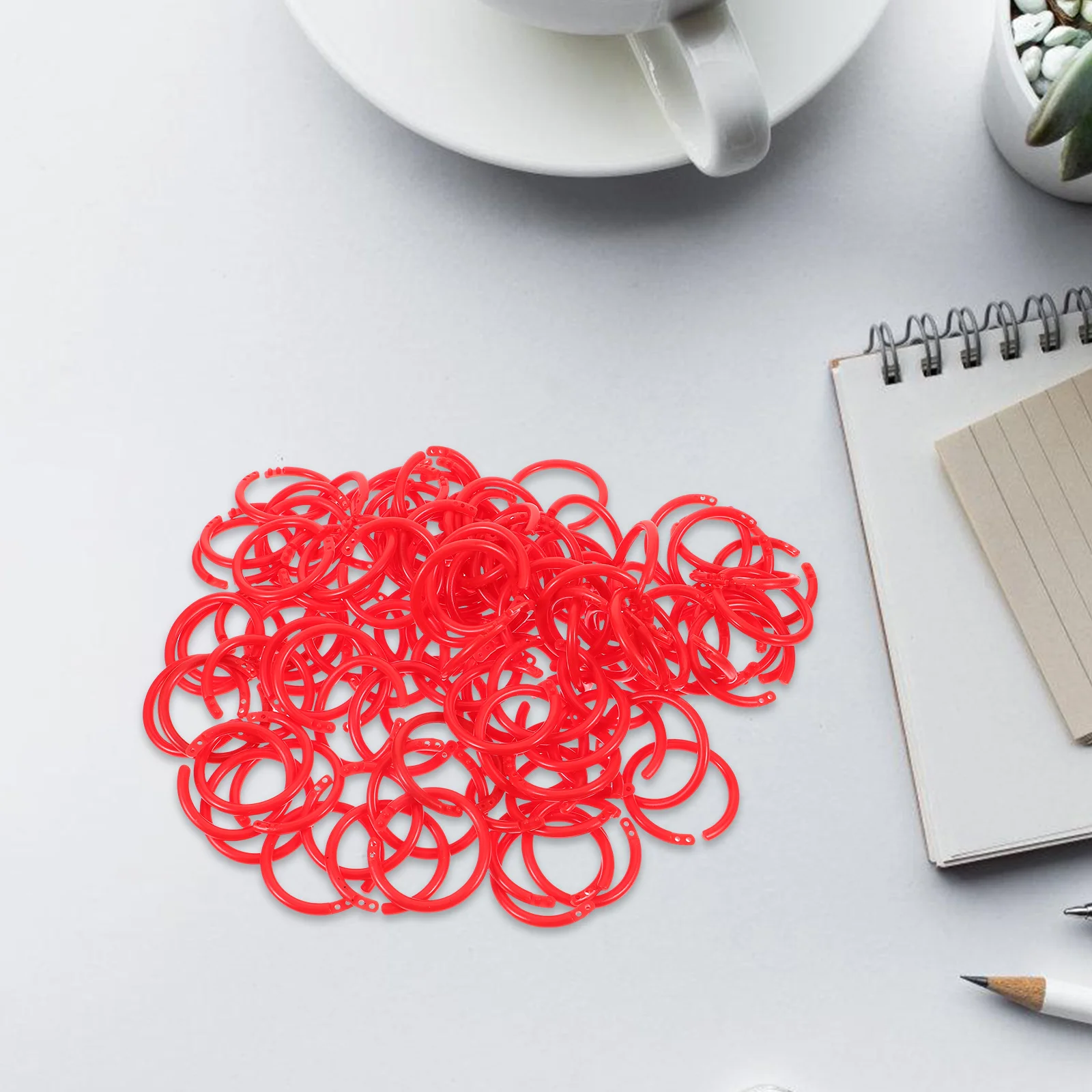 100Pcs Plastic Book Ring Binder Clips Leaf Rings For Flash Cards Photo Albums Scrapbooks Office Binding Supplies Red Color
