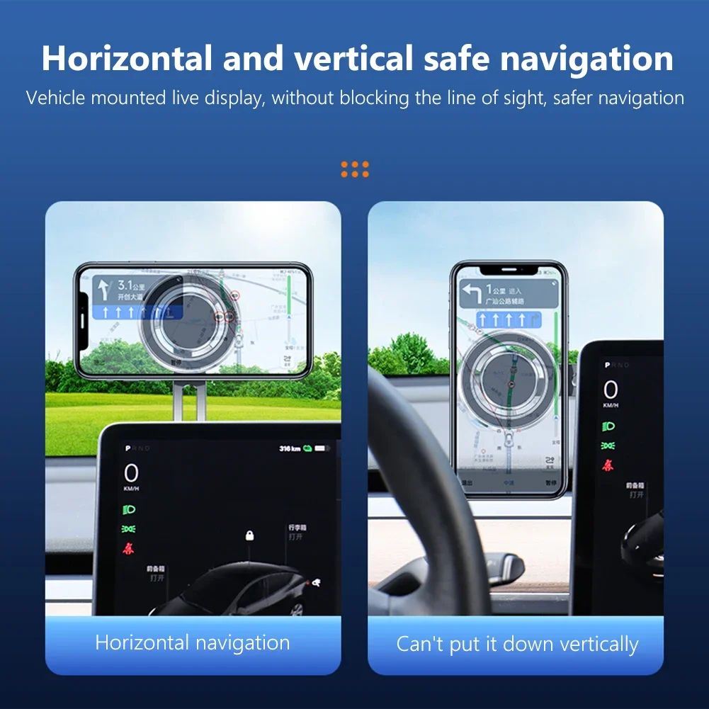 Invisible Car Phone Holder Adjustable Foldable Side Expansion Bracket 360 Degree Rotating Aluminum Alloy for Tesla Model 3/Y/X/S