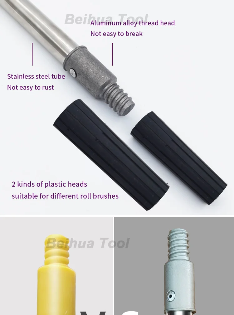 Description Picture 6 of item8 Sections/2.2m Paint Roller Extension Pole Stainless steel Paint Telescopic Stick detachable Cleaning Rod Painting handle Tools