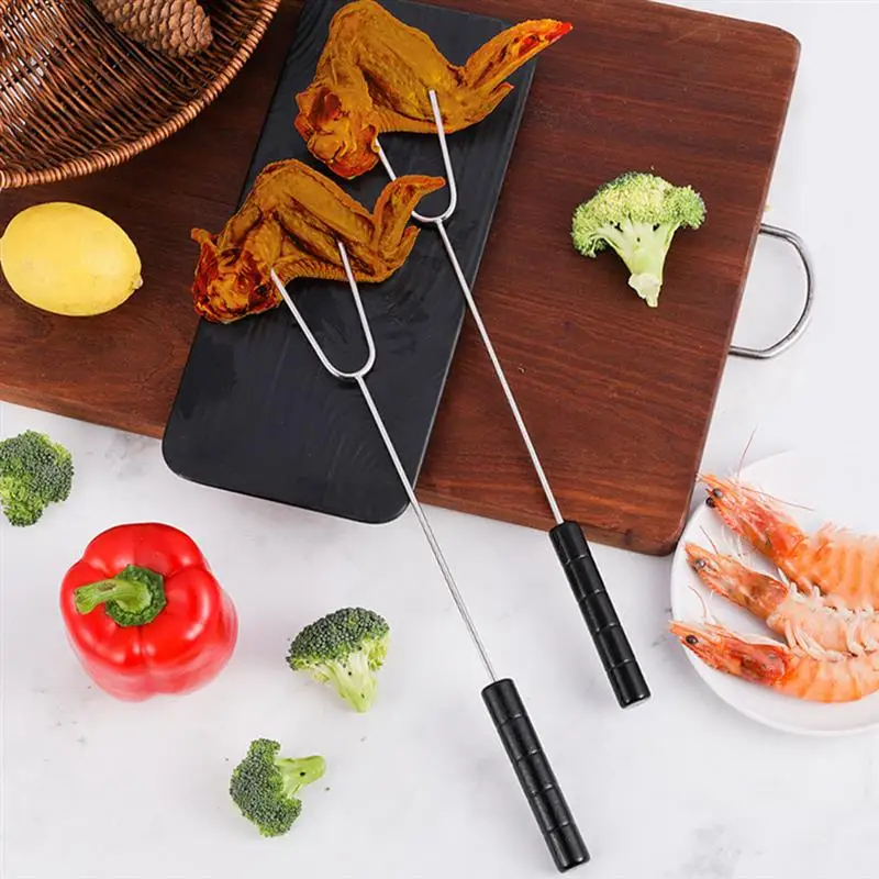 Skewers Sticks Roasting Bbq Fork Meat Barbecue Forks Grill Skewer Stainless Steel Carving Metal Smores Campfire Kebab