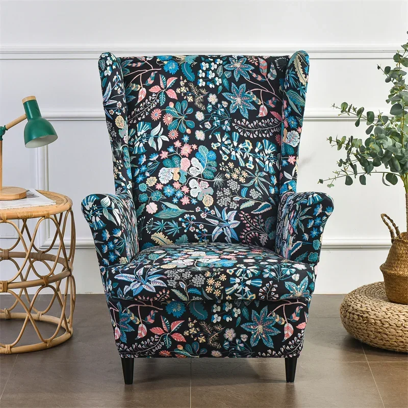 Bohemia Style Wing Chair Cover Stretch Spandex Wingback  Armchair Cover Relax Single Sofa Slipcovers with Seat Cushion Covers 3