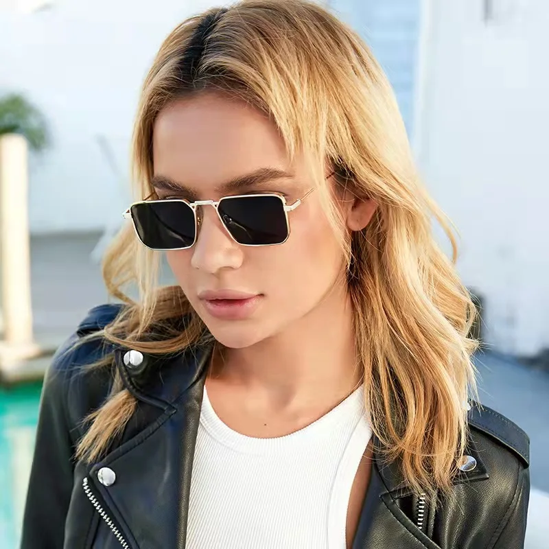 

Europe and the United States fashion sunscreen metal square sunglasses UV sunglasses wholesale retro glasses
