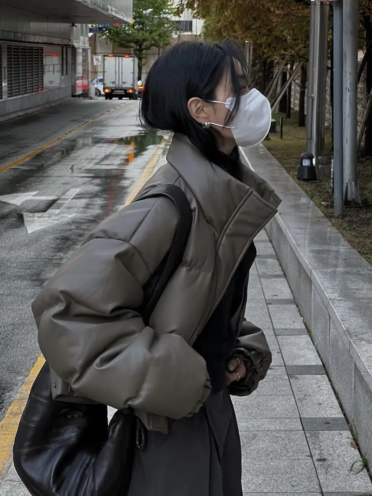 

Y2KtrendShort For Women, 90 White Duck Down, Loose And Slim, Casual PU Leather, Small Bread Jacket, Winter, 2024