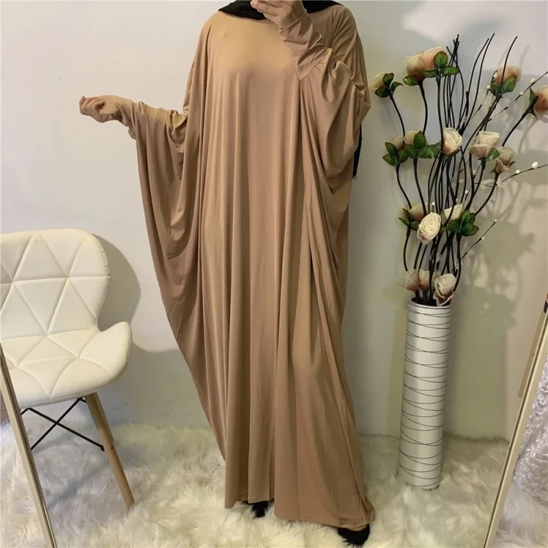 Abaya for Women Islam Dubai Bat Robe Women's Long Sleeve Clear Solid Casual Long Dress Arabic Middle East Black Abaya Clothing