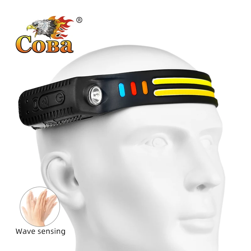 

COBA Rechargeable LED Sensor Headlamp XPE+COB Headlight Led Head Torch Camping Search Light Head Flashlight for Fishing Lantern